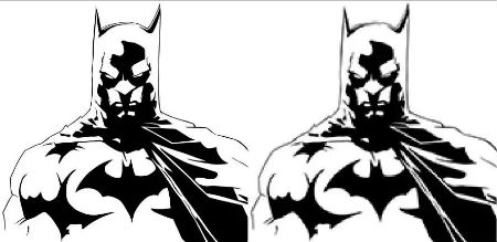 Batman antes y después de vectorizar